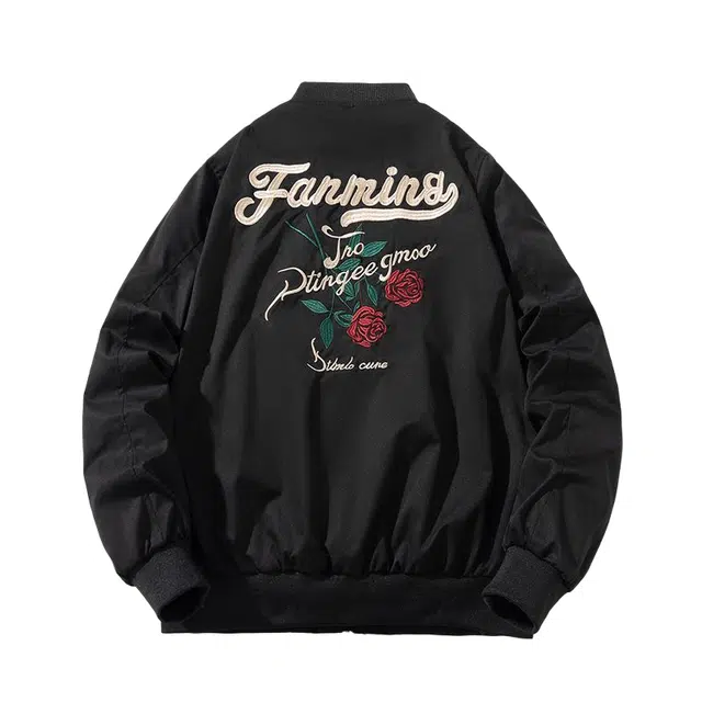 吉姆沃克外套 复古玫瑰刺绣男女情侣春秋薄款飞行员夹克棒球服休闲上衣