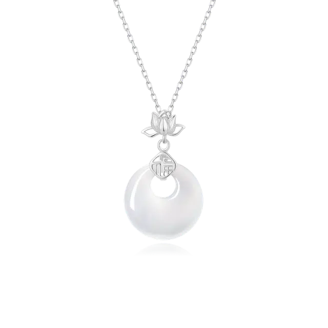 【好事莲莲】 周大生 莲花平安扣 花开富贵吉祥如意 中式国潮气质优雅小众轻奢高级恋爱表白 礼盒装#好运 玉髓 项链 男女同款情侣款