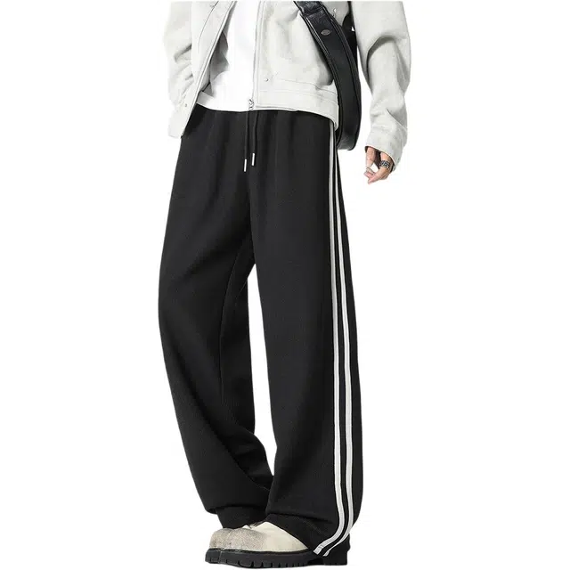 如续 美式直筒设计感卫裤透气纯色日系学生垂感运动裤子百搭阔腿休闲裤 男女同款