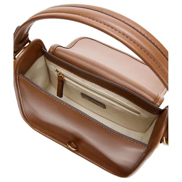 ZARA Hook Detail Shoulder Bag Deep Brown Yellow