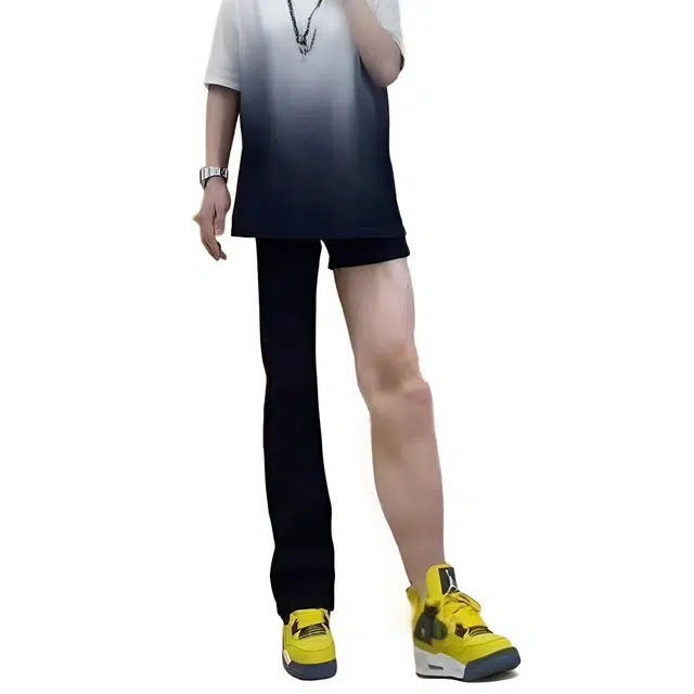 华夏儿女 美式水洗做旧百搭胖子修饰腿型显瘦弯刀垂感微喇直筒宽松休闲牛仔裤 男款