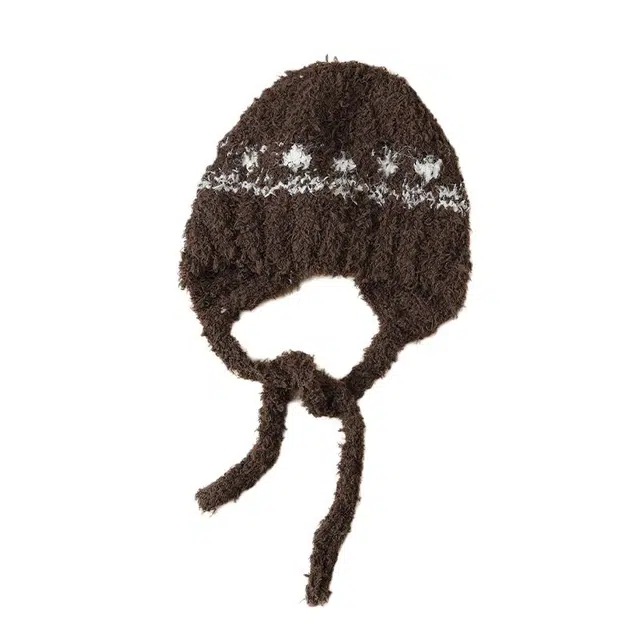 艾佳微 韩系热乎乎毛文艺甜美显脸小保暖防风护耳 腈纶 绒线帽 男女同款情侣款