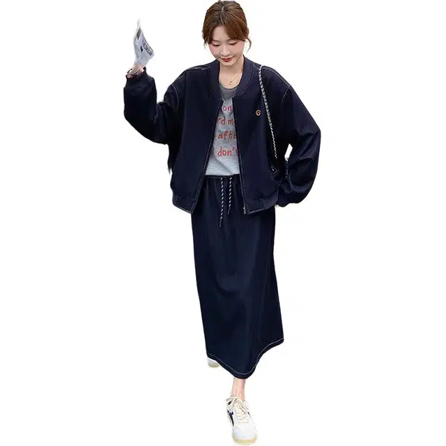 稻草人 简约优雅舒适时尚休闲文艺质感洋气裙装套装 女款