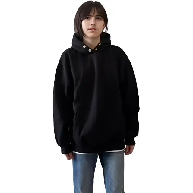 黑马漫画 美式复古纽扣连帽上衣男秋重磅潮牌宽松情侣慵懒风卫衣 男女同款