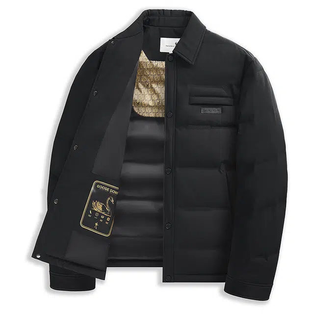 与狼共舞 奢暖鹅绒高充绒石墨烯蓄热高密防水衬衫式轻暖时尚耐磨羽绒服 男款