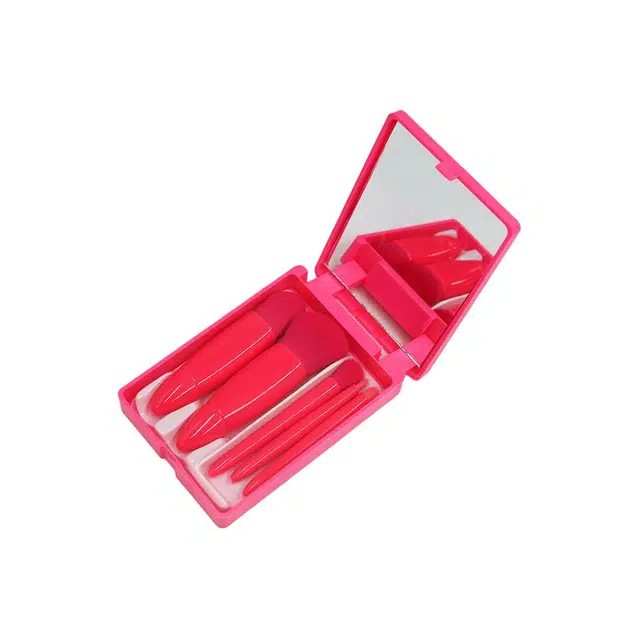 顽顽  迷你化妆刷带镜子套装旅行便携盒装粉底刷眼影刷全套美妆工具