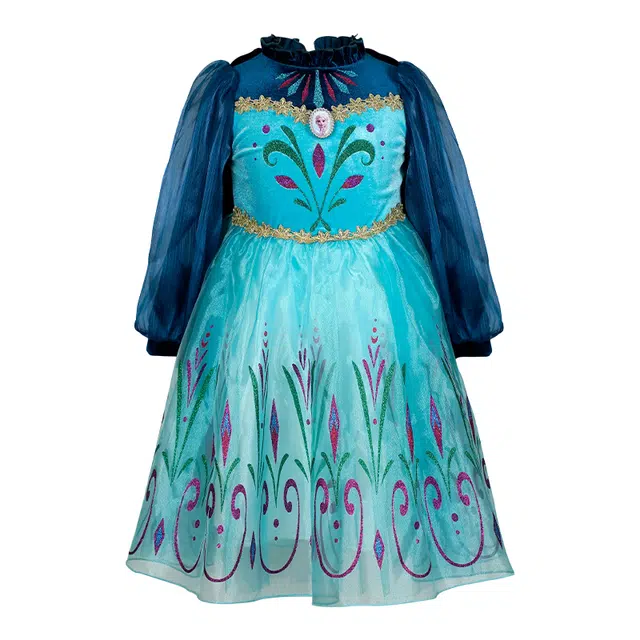 伊佳林连衣裙 秋冬 墨绿色 冰雪奇缘艾莎 优雅软糯