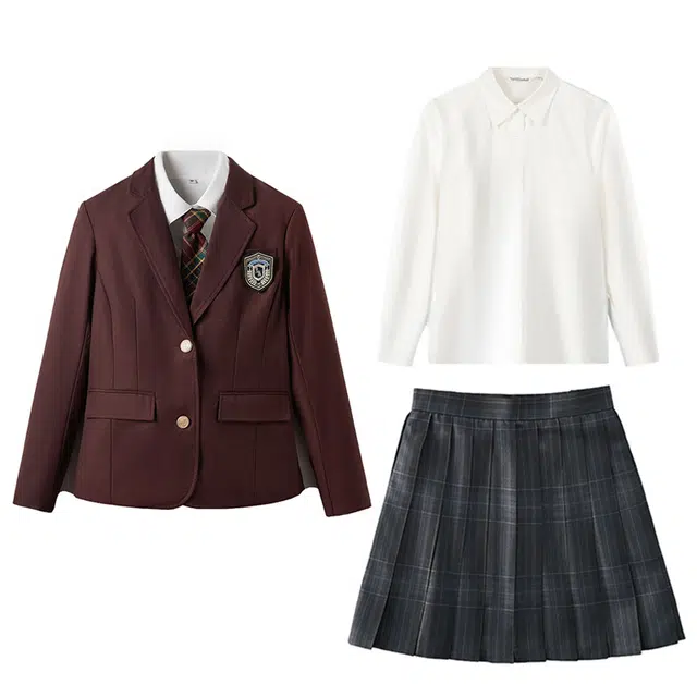 淑好百 舒适时尚长袖上衣百搭优雅短裙制服 女款