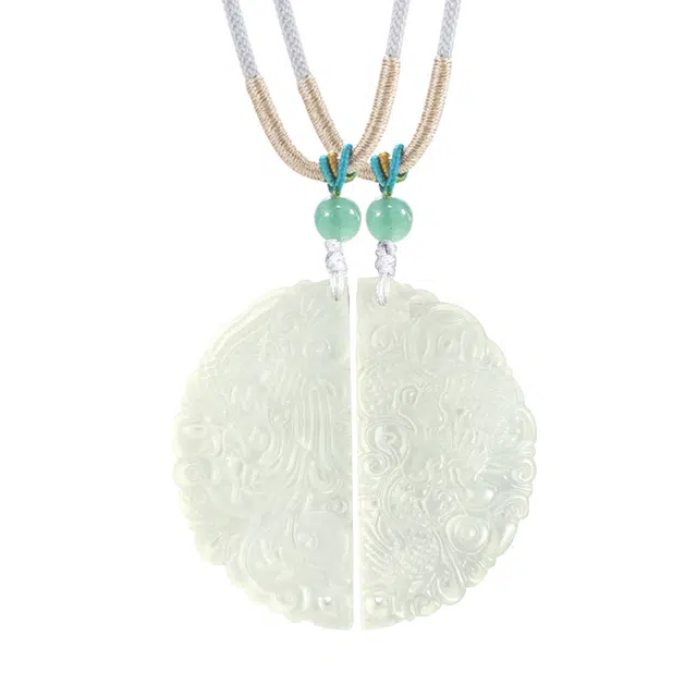 乃瑭 【寄玉相思 以玉通情】  青白“龙凤呈祥 与你情长”国风高级感定情信物小众好运天然 岫玉 项链 男女同款情侣款