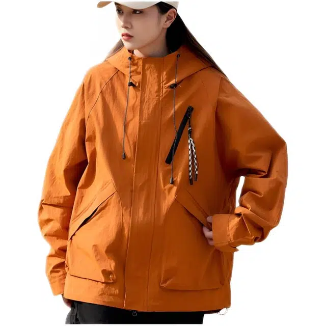 木木兔上装 潮流时尚秋季男外套 情侣装 大码冲锋衣 学生宽松 户外防风防水 日常通勤百搭 国潮高街潮牌夹克连帽 青少年