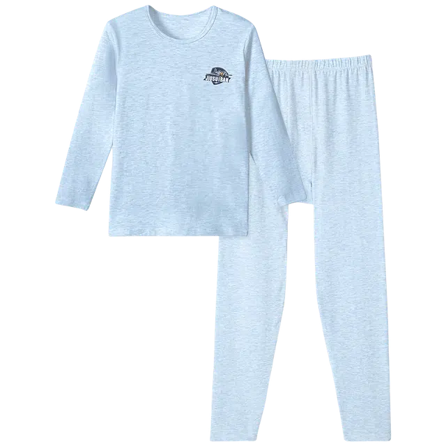 久岁伴 透柔软保暖圆领常规内衣套装青少年