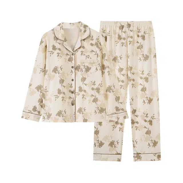 芬腾可安 春秋纯棉外出可穿设计慵懒感少女开衫休闲家居服睡衣套装 女款