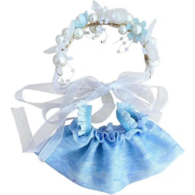 图米鱼 娃娃裙子 马卡龙 坐坐派对衣服红绿蓝复古风发箍 娃衣着替