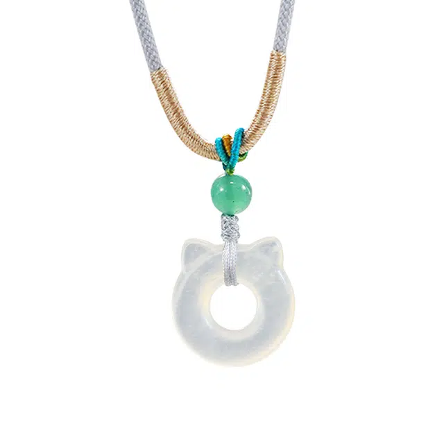 乃瑭 【吃定你了】天生一对猫耳朵猫头骨头 高品质新中式 浪漫甜蜜小众创意百搭 岫玉 项链 男女同款情侣款