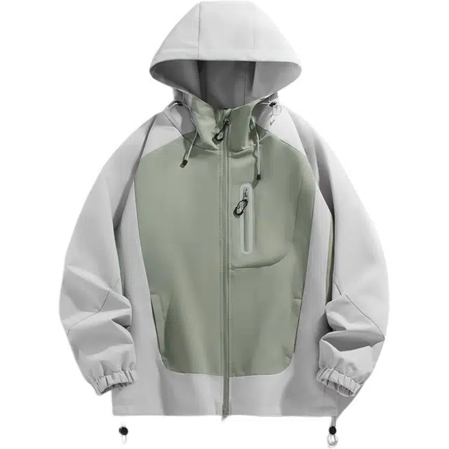 海尔斯 潮流时尚户外连帽拼接宽松夹克外套 男女同款