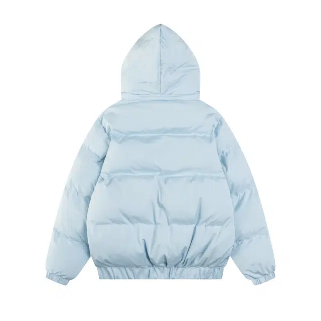 奇迹街区 美式纯色字母刺绣简约设计感毛领连帽可拆卸外套加厚百搭宽松情侣短款上衣保暖棉衣冬季棉服 男女同款