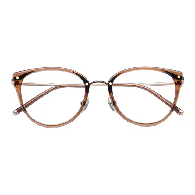 苍木优品 茶色猫眼近视框架近视高级感素颜防蓝光超轻纯钛方圆脸 蝶形 光学眼镜 女款