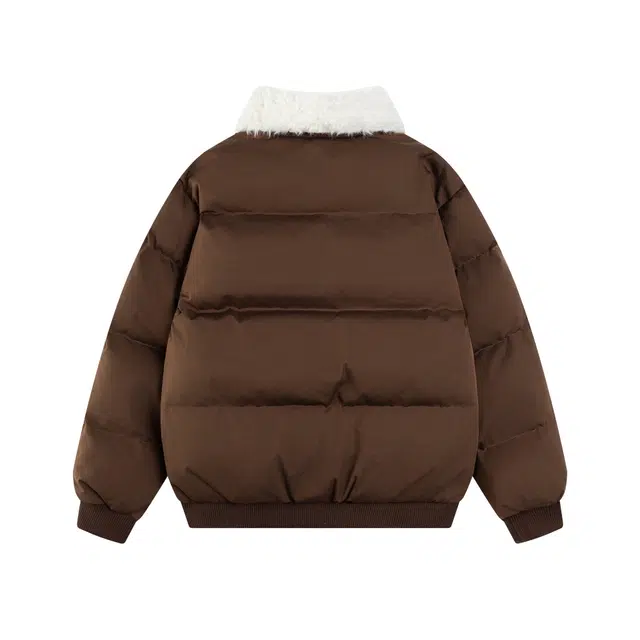 奇迹街区 美式复古拼接毛领短款面包服外套百搭加厚设计感字母图案印花宽松舒适简约个性翻领保暖棉衣冬季棉服 男女同款