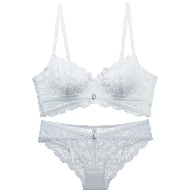 皇室品轩 法式女性感透气超薄蕾丝收副乳文胸聚拢舒适大胸显小胸罩内衣裤套装 女款