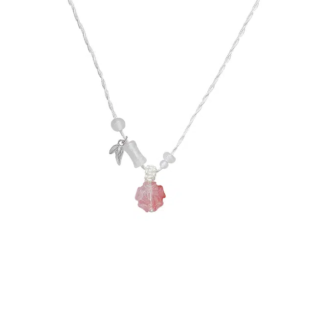 前方大荒野 山茶花竹节锁骨链节节高清新甜美少女心优雅迷人时尚潮流精致气质#好运 菩提根 项链 女款