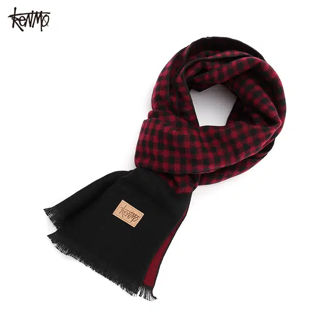 肯默 仿羊绒小方格简约 聚酯纤维 绒线围巾 男女同款情侣款
