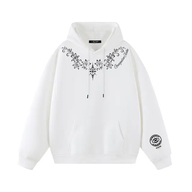 一人之下 纯色连帽秋季情侣款美式潮流字母印花休闲套头上衣长袖通勤抽绳舒适显瘦外套卫衣 男女同款