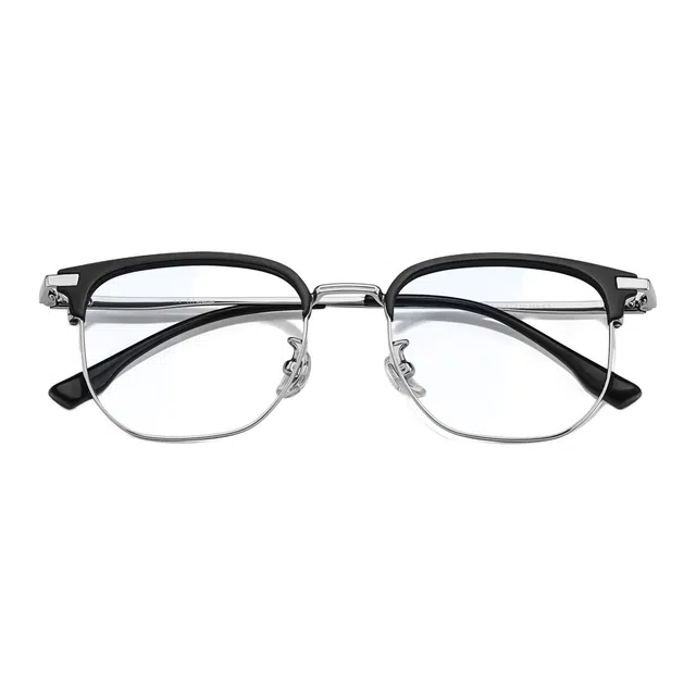 苍木优品 近视眼 可配度数斯文 半框超轻 眼睛框 纯钛 功能性眼镜 男女同款情侣款 黑色