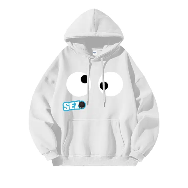 吉姆沃克 卫衣 秋冬季趣味表情印花连帽 情侣款潮牌套头休闲时尚外套