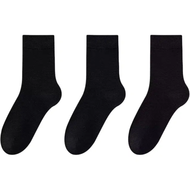 妮轻 羊毛秋冬季美利奴纯色简约中筒袜 男款