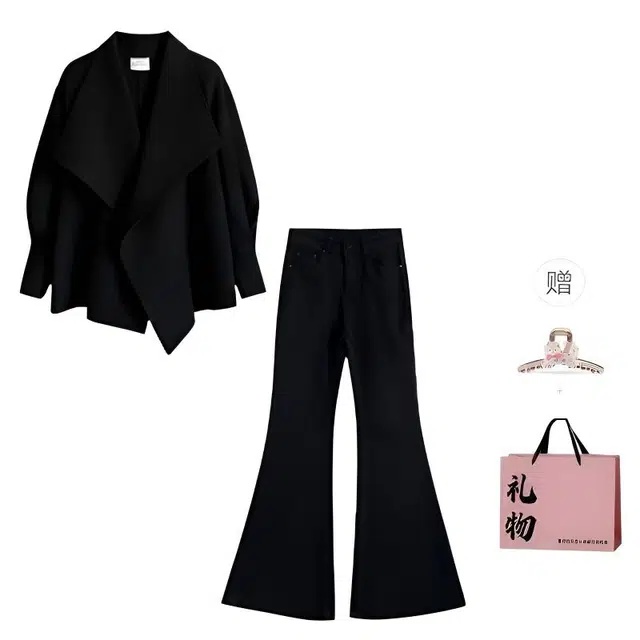 柏黛妃 简约百搭舒适长袖优雅时尚通勤休闲套装 女款