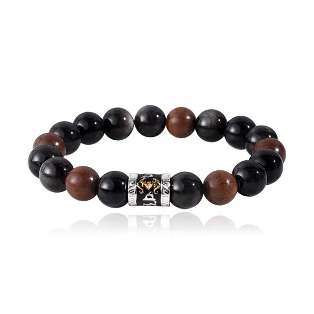 永恒旋律 蝠来运转 新中式国风复古高级感个性小众独特设计平安喜乐 日常通勤风休闲搭配 好运 黑曜石 手串 男款