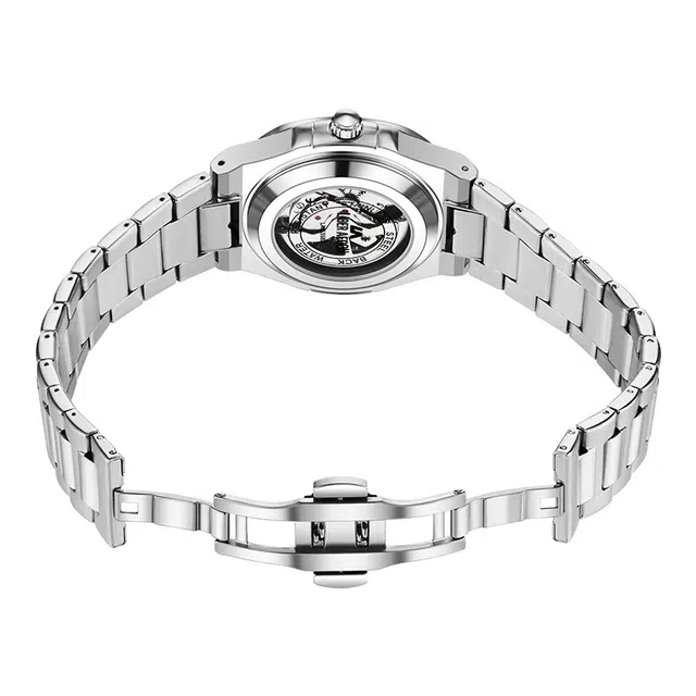 LIBER AEDON Skeleton Silver Dial Steel Bracelet