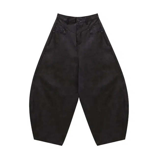 TREEMINGBIRD Front Yoke Leather Pants