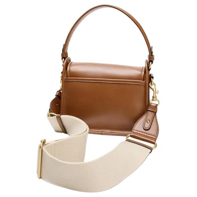 ZARA Hook Detail Shoulder Bag Deep Brown Yellow