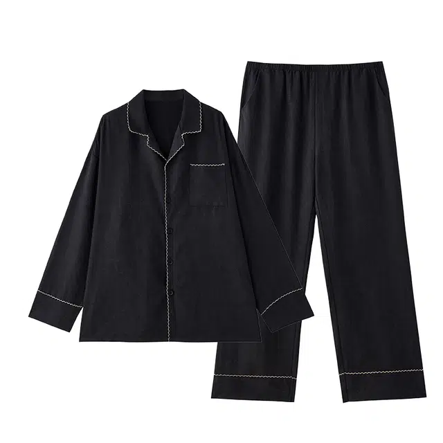 俏薇妮 春秋款长袖带胸垫一体宽松男家居服可外穿睡衣套装 男款