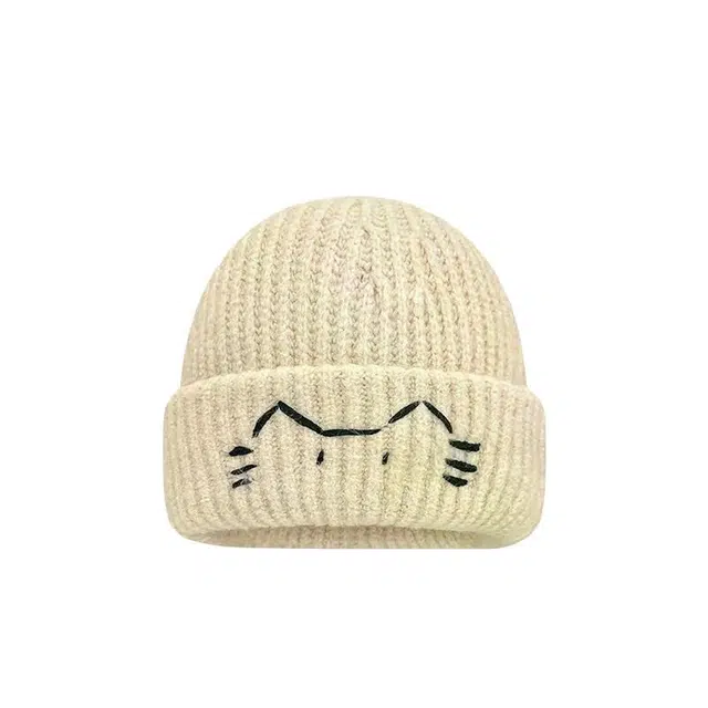 艾佳微 刺绣保暖护耳百搭显脸小 毛线 绒线帽 男女同款情侣款