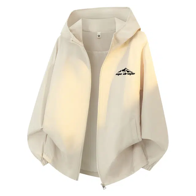 空白町 潮流痞帅多巴胺色系休闲通勤纯色字母雪山印花开衫连帽拉链长袖高级感百搭运动防泼水户外套宽松夹克 男女同款