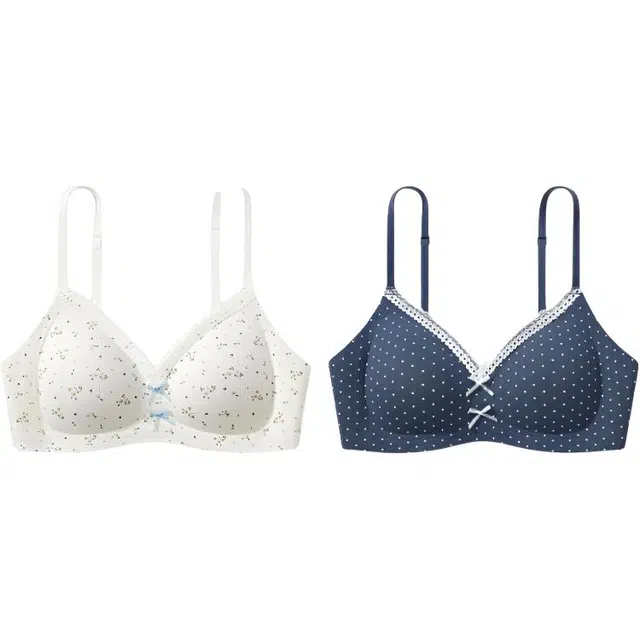 慕梵度 甜美碎花时尚百搭蝴蝶结无痕内衣舒适小胸聚拢上托防下垂少女透气文胸 女款