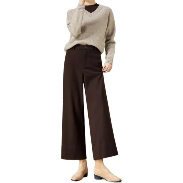 【dme】 智感保暖版本冬季通勤星空呢九分裤直筒包容腿型微弹舒适高腰简约设计宽松面料型时尚百搭口袋潮流趋势休闲裤 女款