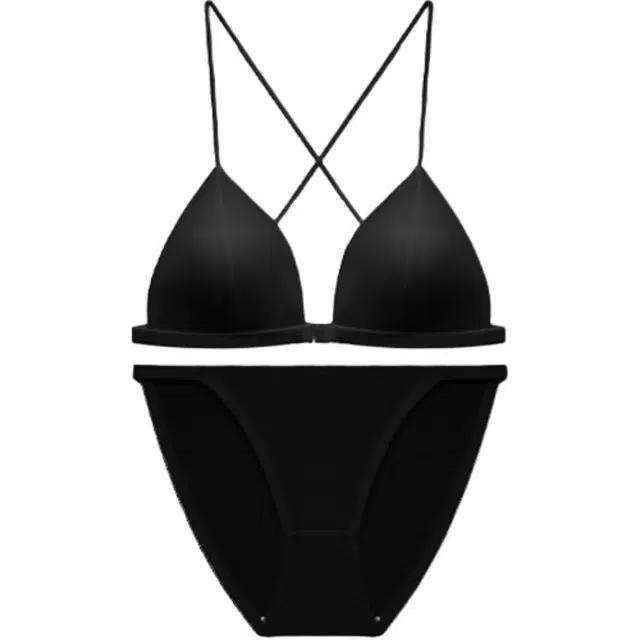 皇室品轩 法式缎面三角杯女前搭扣细带美背超薄舒适显小性感文胸 内衣裤套装 女款