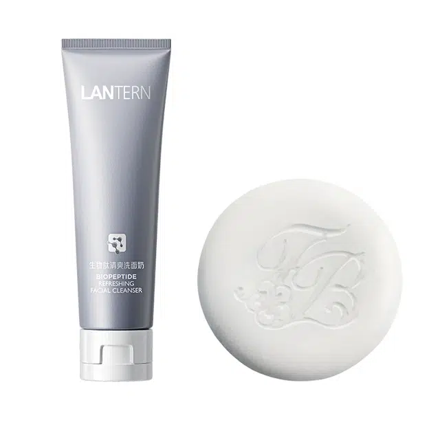 兰亭 面部双重清洁套装生物肽清爽洗面奶/蚕丝山羊奶皂 保湿去角质去黑头控油祛痘提亮收缩毛孔淡化细纹紧致毛孔 滋润舒缓 俩件套