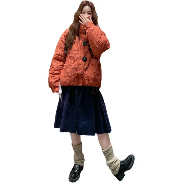 丝絮丝绸 冬季时尚宽松立领设计感保暖舒适棉衣外套棉服 女款