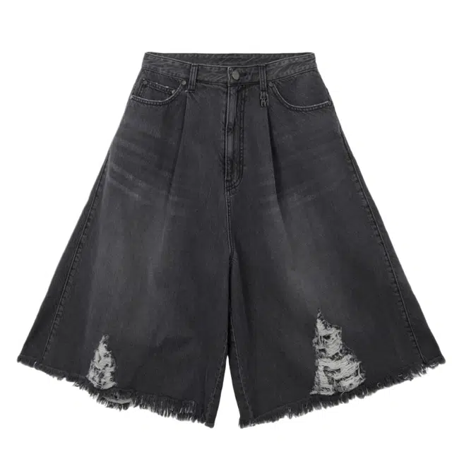 TREEMINGBIRD Distressed Square Denim Set-up Shorts