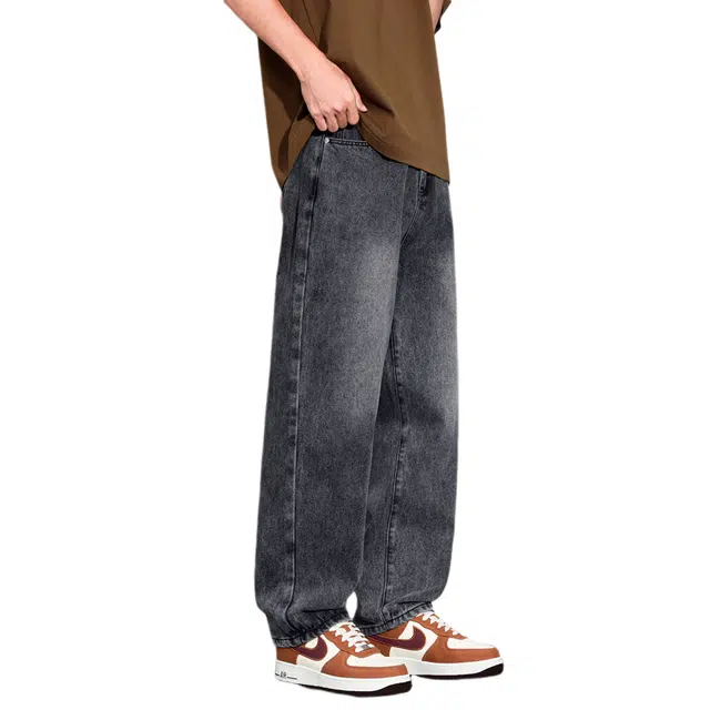 赛瀚 美式潮牌水洗阔腿牛仔裤男款春秋复古高街风百搭舒适亲肤男装宽松长裤显瘦显高青少年痞帅个性潮流日常通勤外穿休闲裤 男女同款