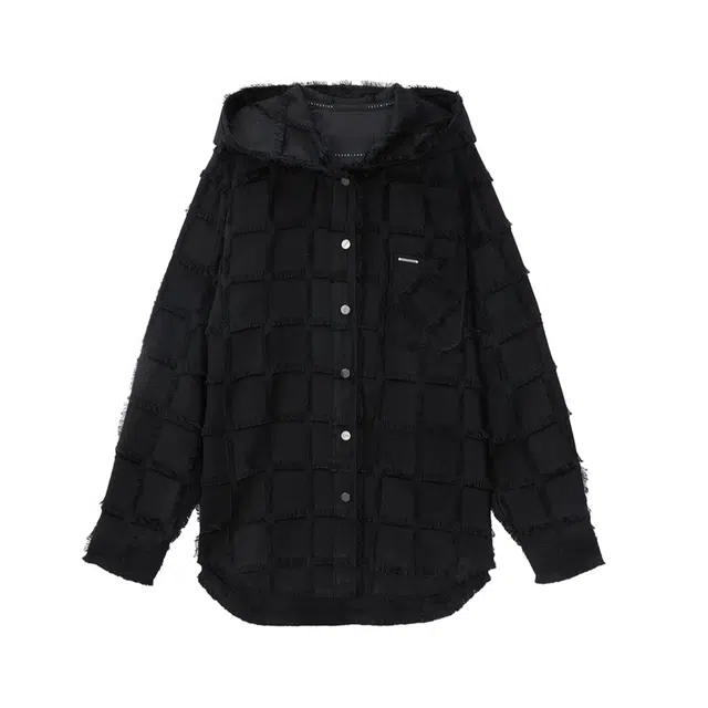 TREEMINGBIRD Solid Square Fringe Set-up Hoodie Shirts