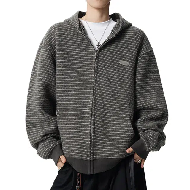 冈哉 条纹撞色美式学院风慵懒感日常流行百搭简约小众时尚潮流长袖卫衣 男女同款