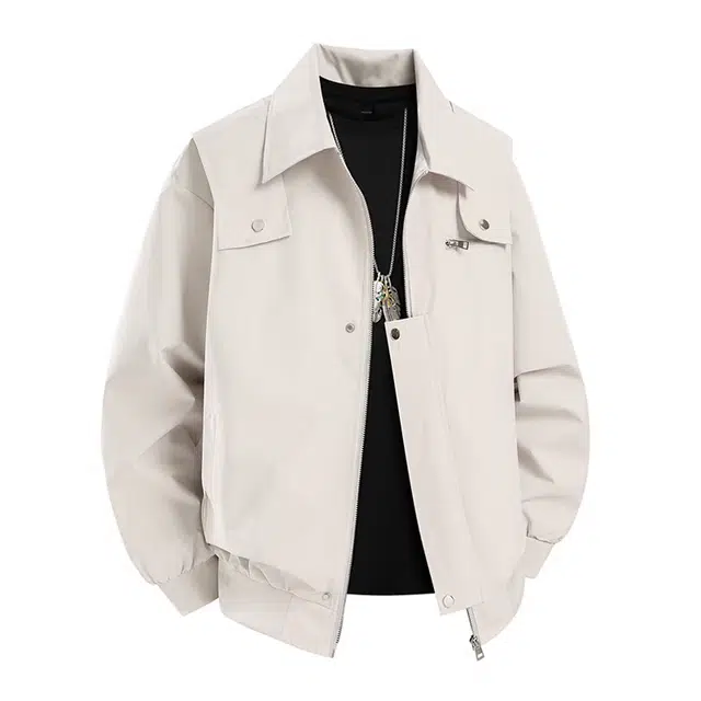 拾个壹先生 美式复古高街小众痞帅潮牌工装港风无性别主义穿搭亲肤柔软舒适时尚个性宽松百搭休闲慵懒风街头直筒设计感学生外套夹克 男女同款