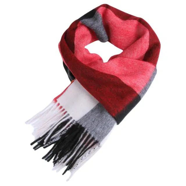 恒源祥 品牌格子条纹经典百搭保暖 羊毛 绒线围巾 男女同款情侣款