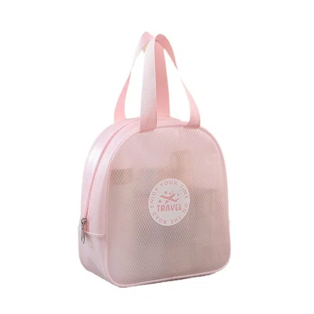 几多萌便携旅行化妆包夹网布半透明防水收纳袋洗漱包