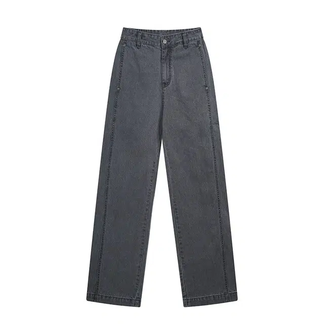 隐狼世家 隐狼世家弯刀男美式复古水洗做旧纯棉宽松直筒阔腿裤子牛仔裤 男款